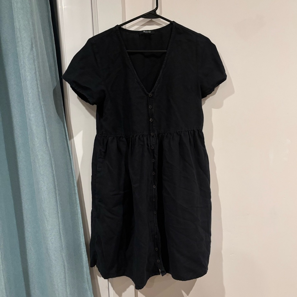 Madewell Black Button-Front Mini Maternity Dress